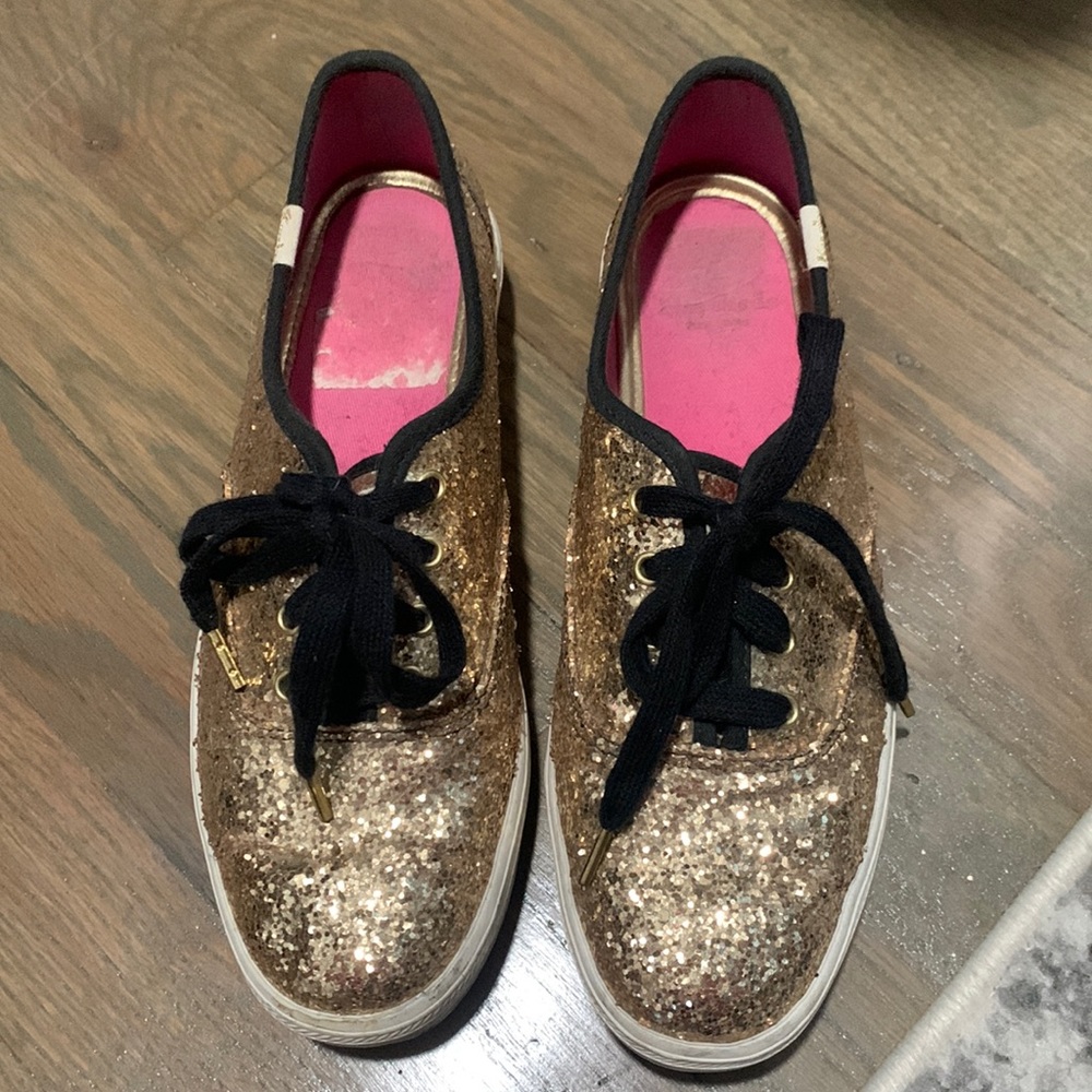 Gold glitter Kate Spade x Keds sneakers
